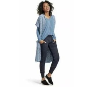 Cabi Napa Vest Duster Womens Sm Blue Knit Open Front Longline Sweater Boho 3165